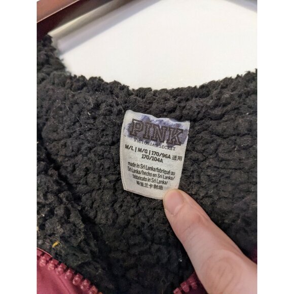 VICTORIA'S SECRET PINK SHERPA LINED JACKET Medium Pink Purple and Yellow - Picture 4 of 8
